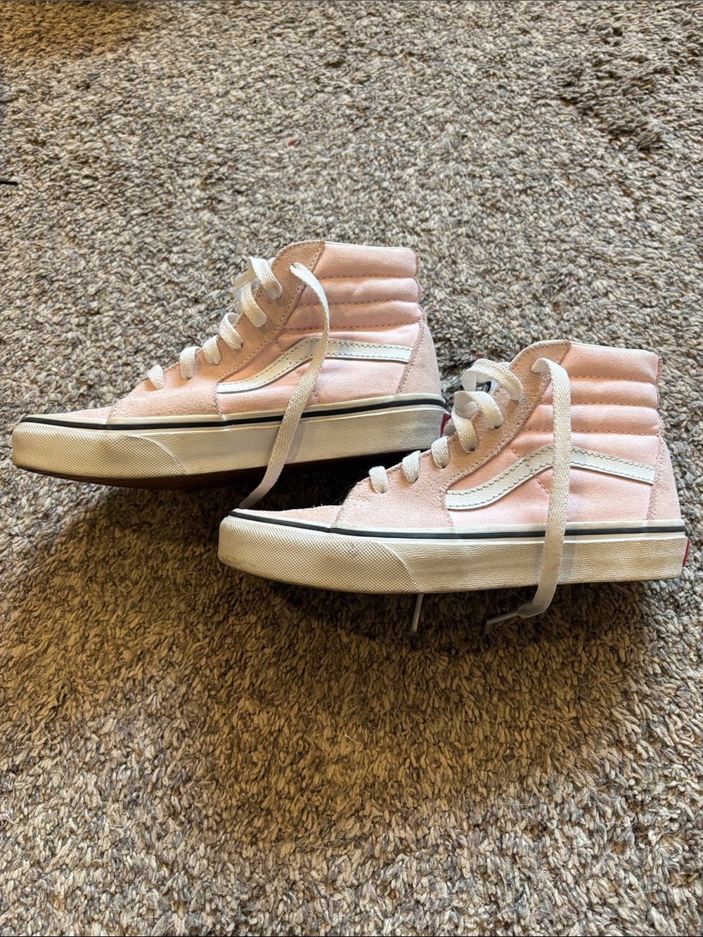 Girls Vans Hi Tops in Baby Pink Sz 3